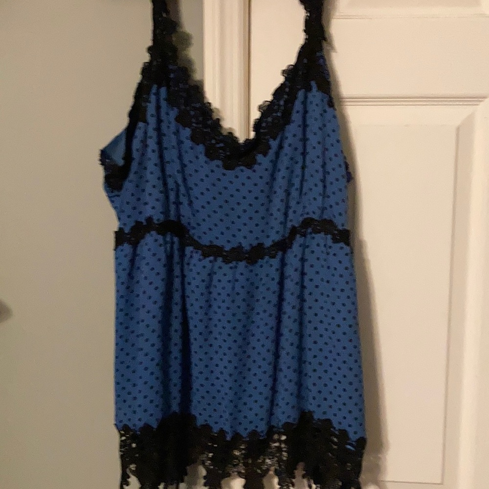 Cute blue with black polka dots